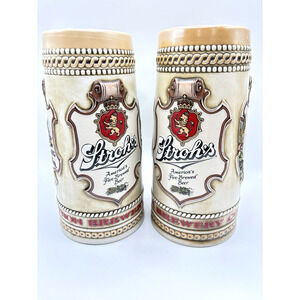 Vintage 1986 Stroh's Fire Brewed Beer Heritage Series III Beer Stein Set Of 2